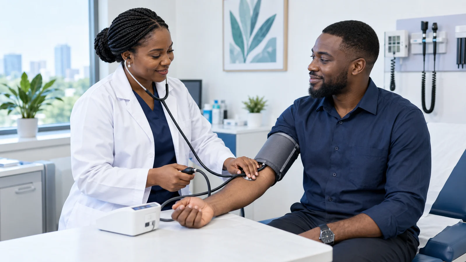 Nigerian patient receiving a routine health screening